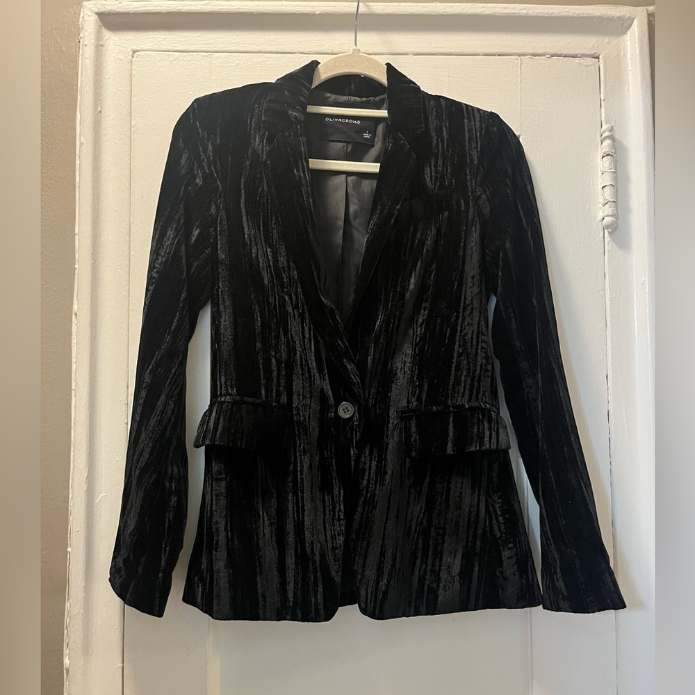 Olivaceous Crushed Velvet Blazer